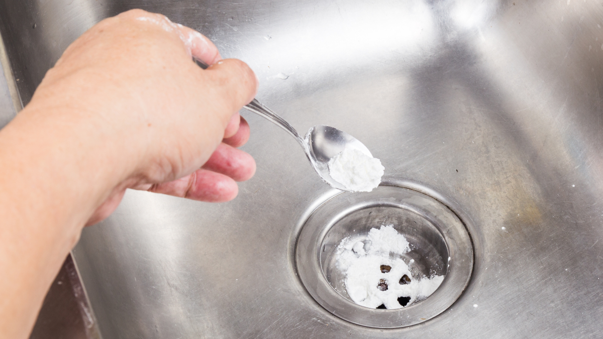 Baking soda in sink drain